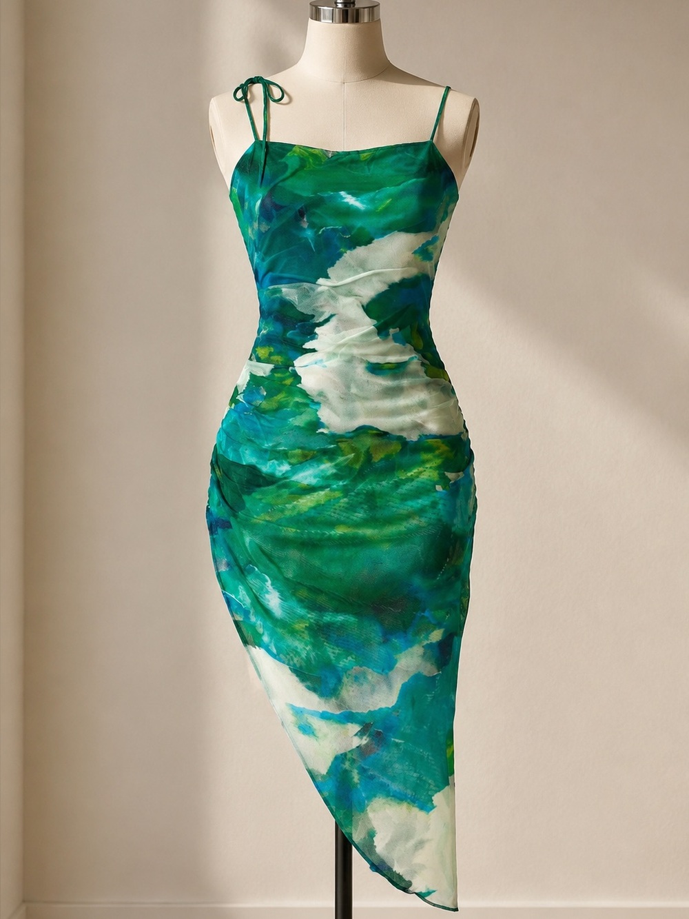 Amazon Green & Teal Abstract Midi Dress